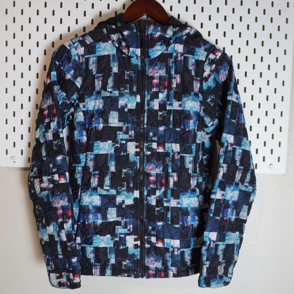 The‎ North Face Women's XS Insulated Full Zip Hooded Jacket Quilted Abstract
